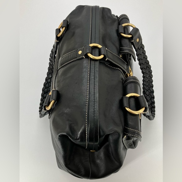 COACH Black #3569 Braided Leather Satchel Bag - Picture 11 of 16